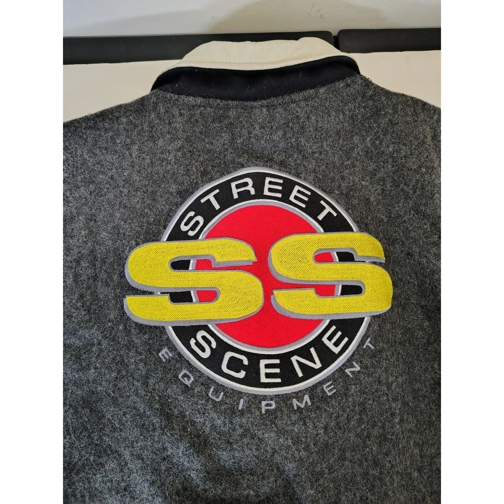 Vtg Street Scene Equipment Varsity Jacket Wool Leather XL